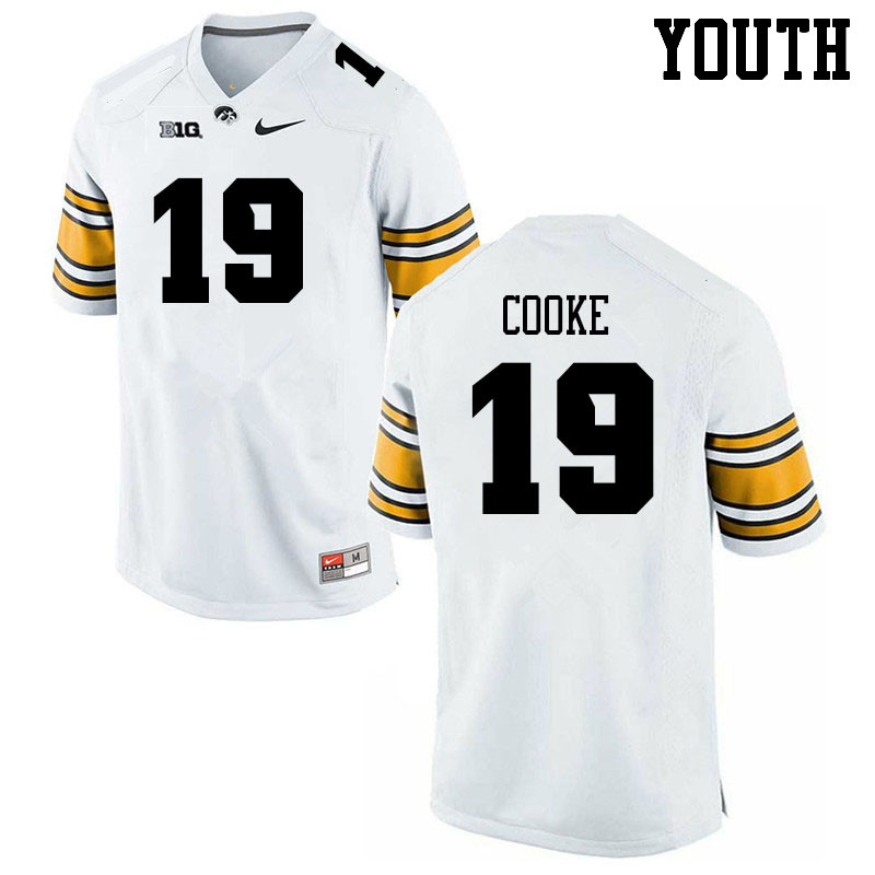 Youth #19 Gaven Cooke Iowa Hawkeyes College Football Jerseys Sale-White